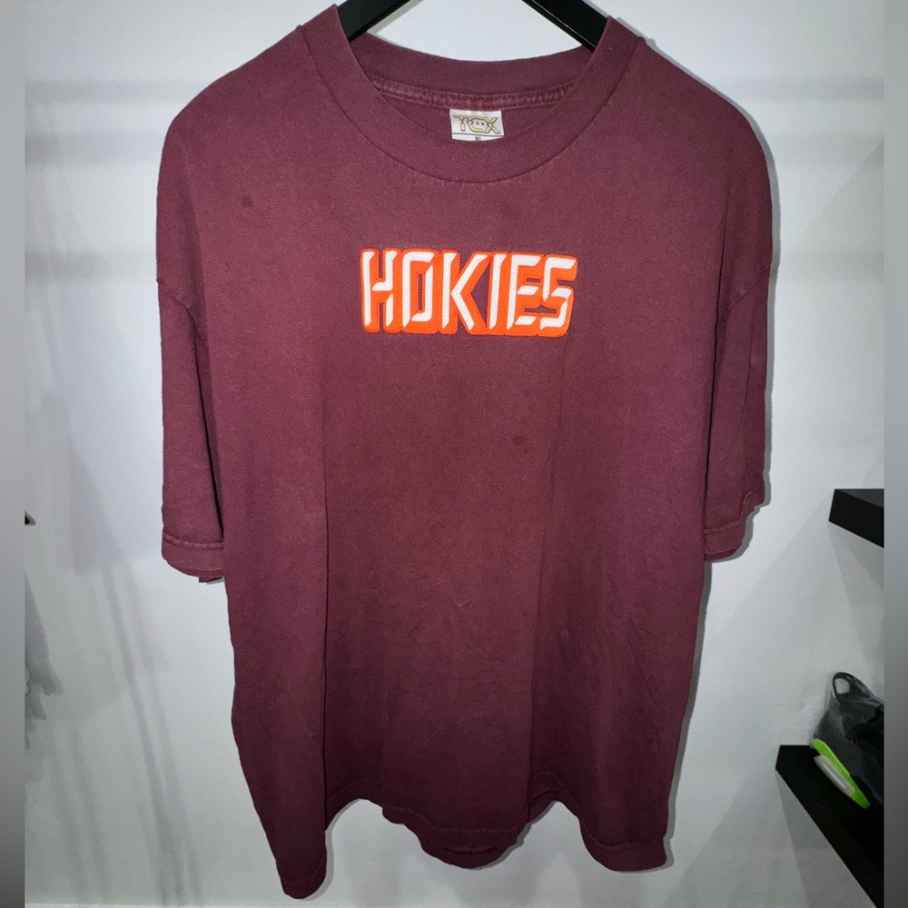 Burgundy and orange vintage Hokies t-shirt streetwear